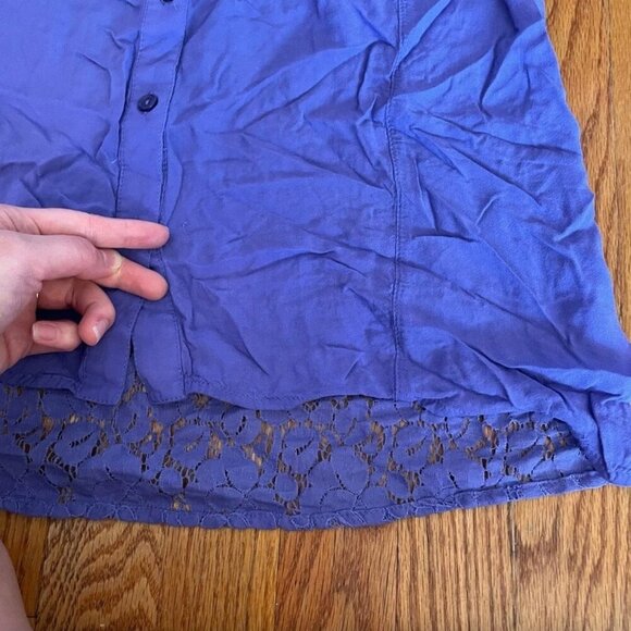 MAURICES Purple Floral Lace Panels Collared Button Down Twee 2012 Tank Blouse - Picture 14 of 15